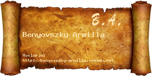 Benyovszky Armilla névjegykártya
